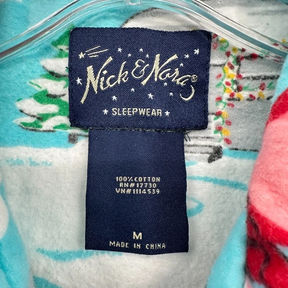 Nick & Nora Pajamas Medium Flannel Flamingo Airstream‎ Camper Set Coastal Boho